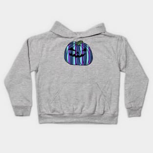 Mostly Blue Stripes Halloween Horror Pumpkin Kids Hoodie